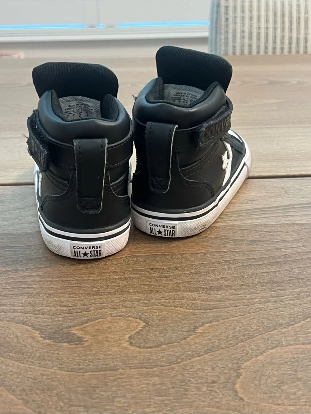 Converse Kids Black and White High-Top Sneakers with Star Chevron